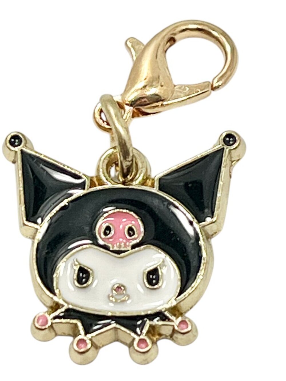 Hello Kitty Kuromi Charm Clip On Zipper Pull Bag Purse Enamel Gold Tone Signed